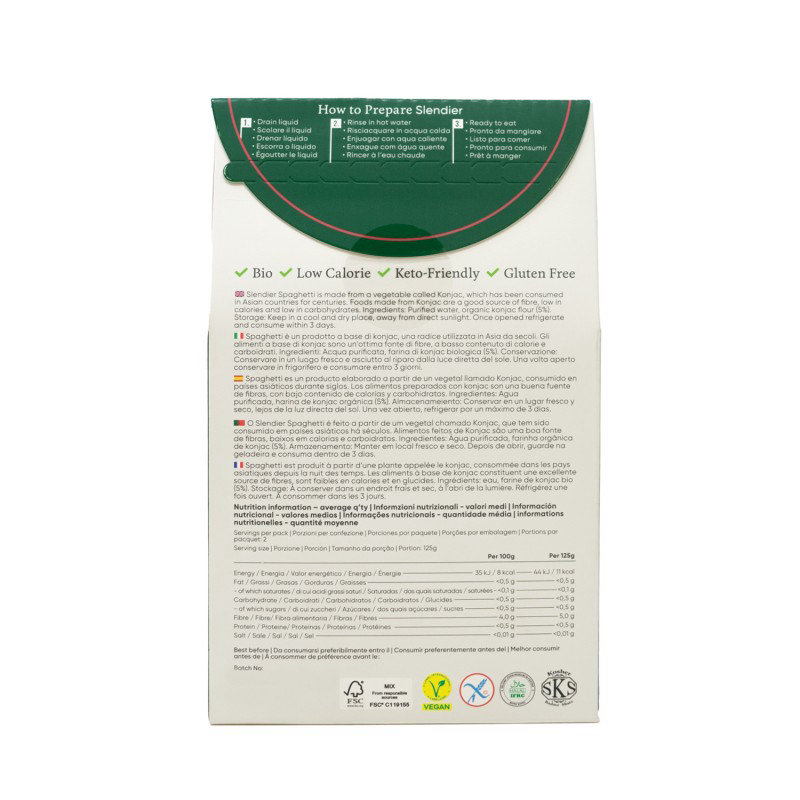 Slendier Organic Konjac Spaghetti Pasta 400 g