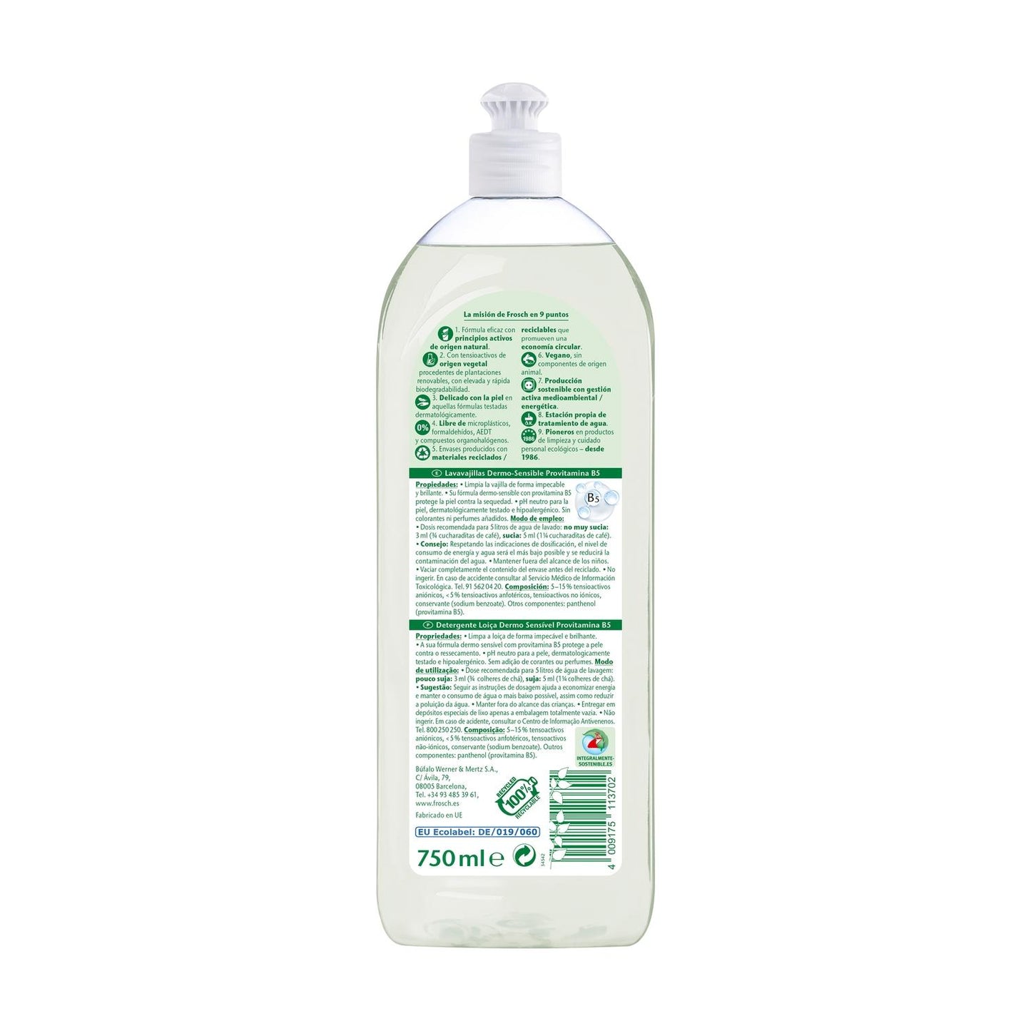 Hypoallergenes Geschirrspülmittel Frosch 750 ml