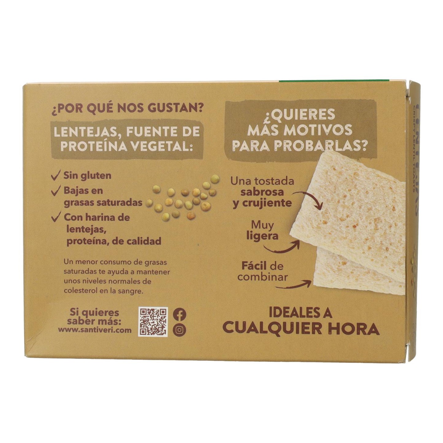 Tranches de pain grillées légères et croustillantes aux lentilles bio Santiveri 100 g