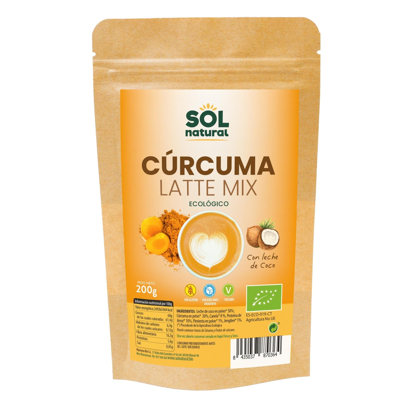 Bio-Kurkuma-Latte-Mix 200 g Sol Natural