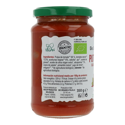 Tomaten saus Puttanesca met olijven en kappertjes Bio Demeter Organica Italia 325 ml