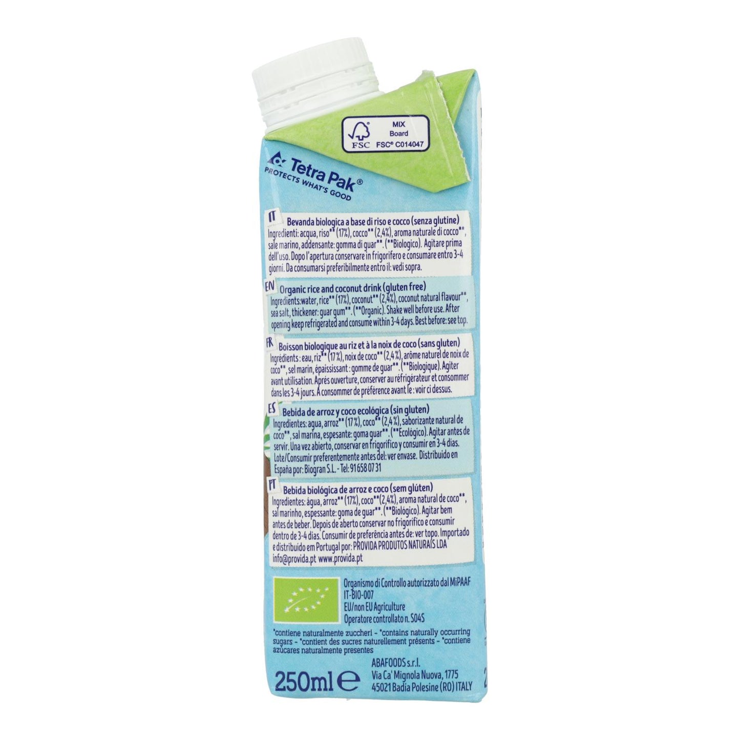Boisson au riz et à la noix de coco biologique Bio Isola BIO 250 ml