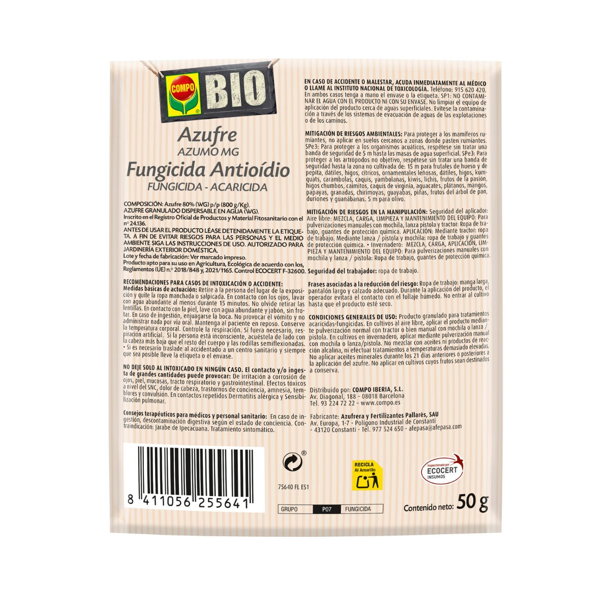 Compo Bio Fungicida acaricida Zolfo Antiodio 50 g