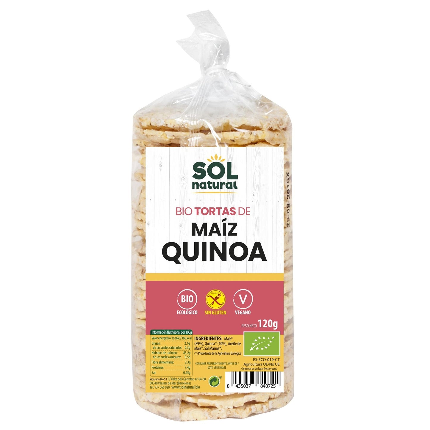 Tortitas de Maíz con Quinoa Bio sin gluten Sol Natural 120 g