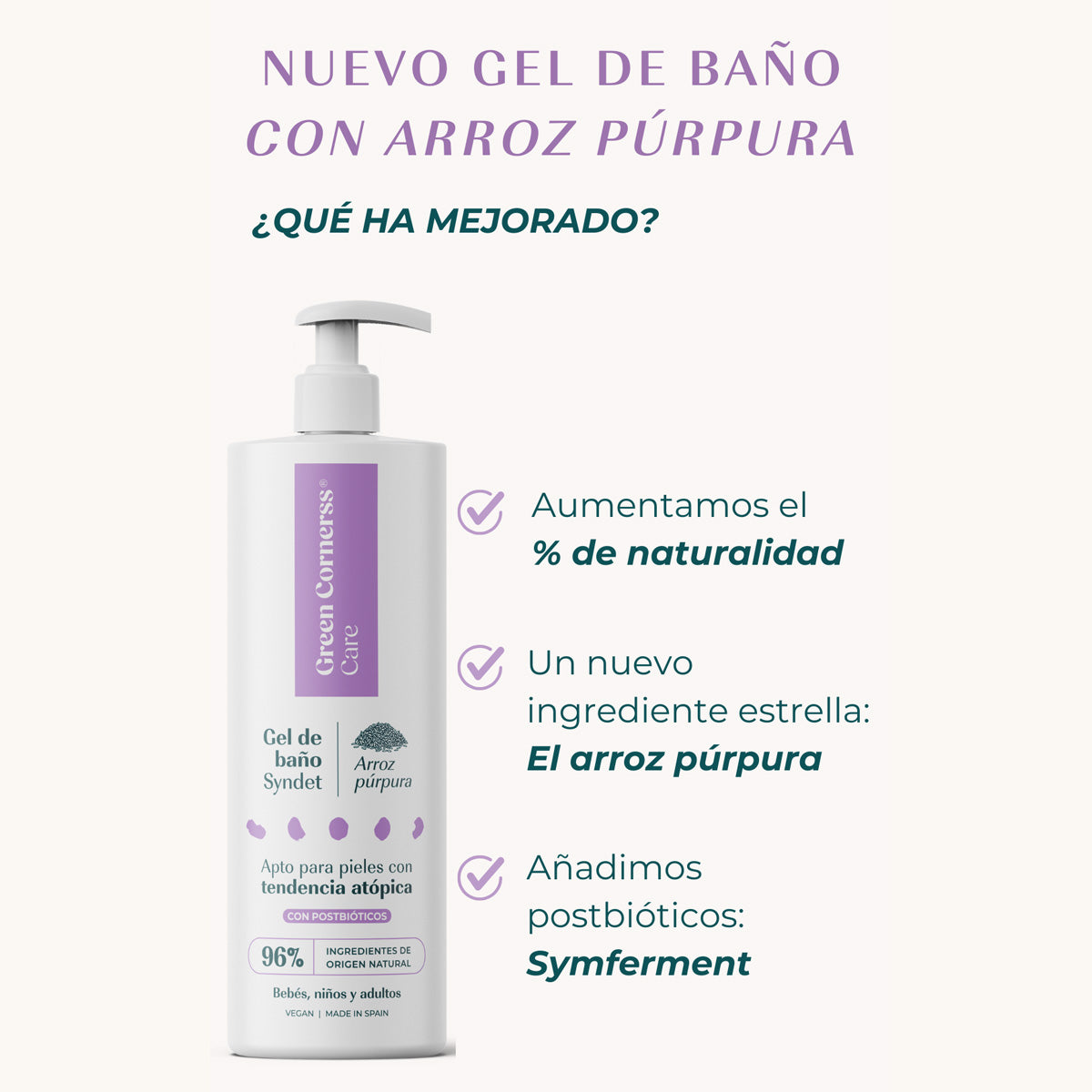 Badgel med lila ris Green Corners Care 400 ml