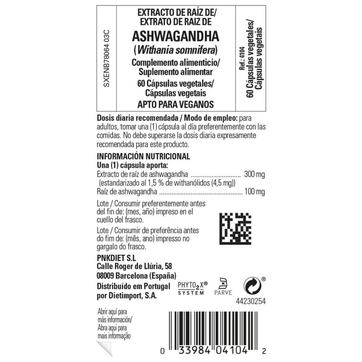 Pakket 2 x Ashwagandha 60 plantaardige capsules