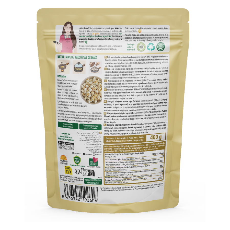 Popcorn av ekologisk majs NaturGreen 400 g
