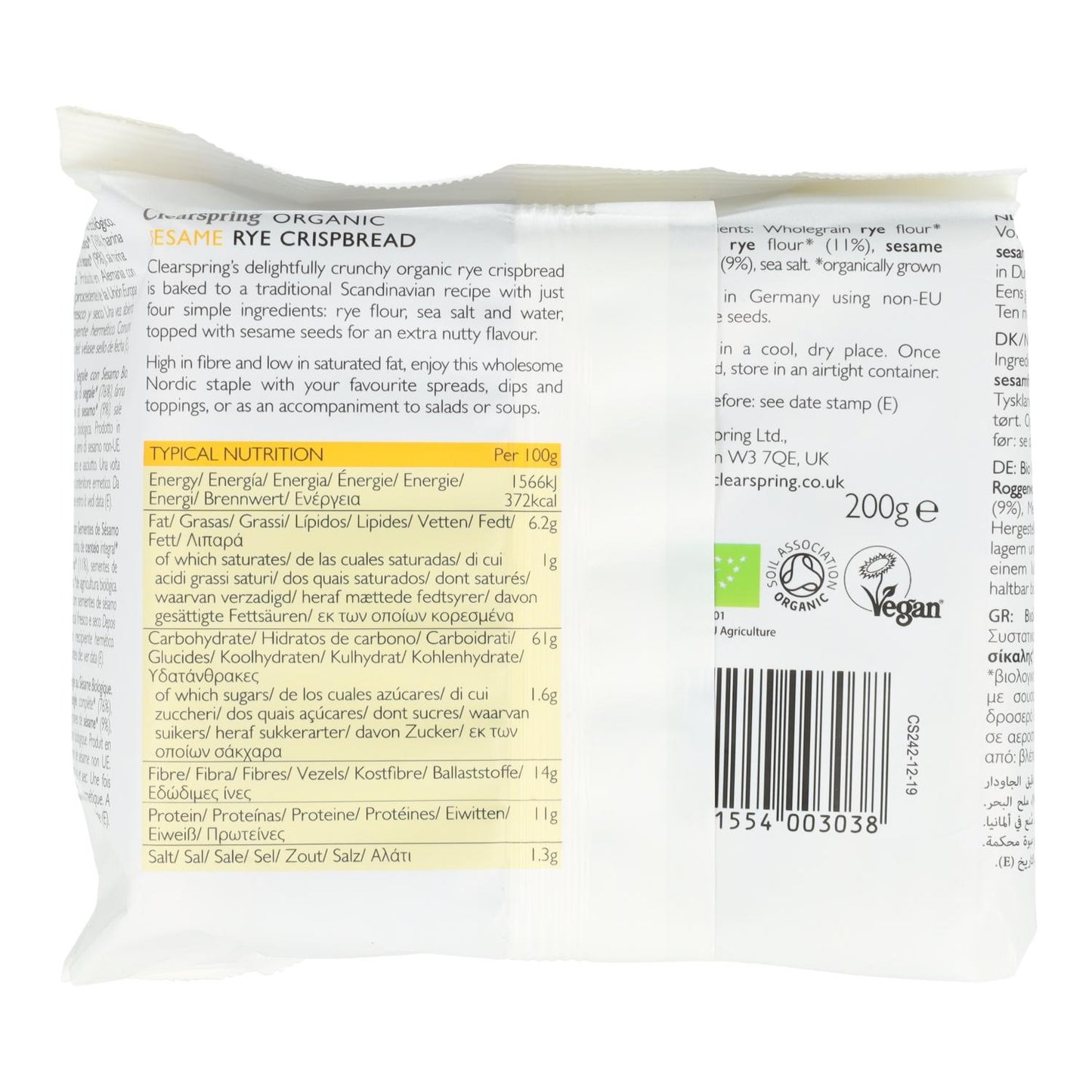 Clearspring Crispy Sesame Toast 200 g
