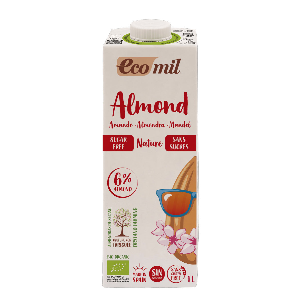 Bevanda vegetale di mandorle naturali senza zucchero BIO Ecomil 1 L