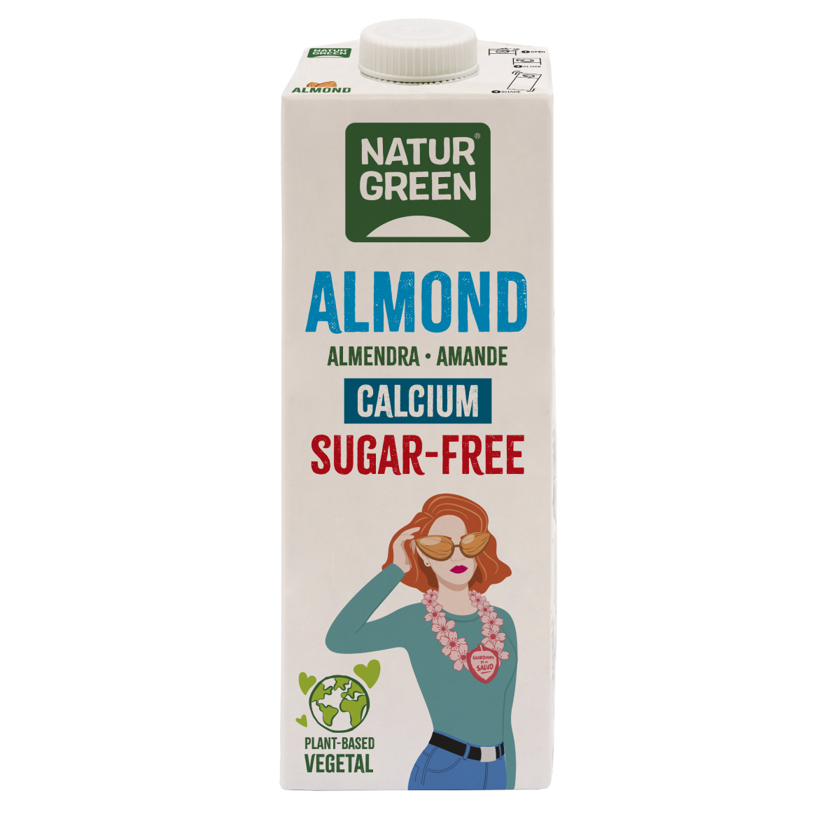 Pakket van 6 stuks Suikervrije amandeldrank met calcium NaturGreen 1 liter