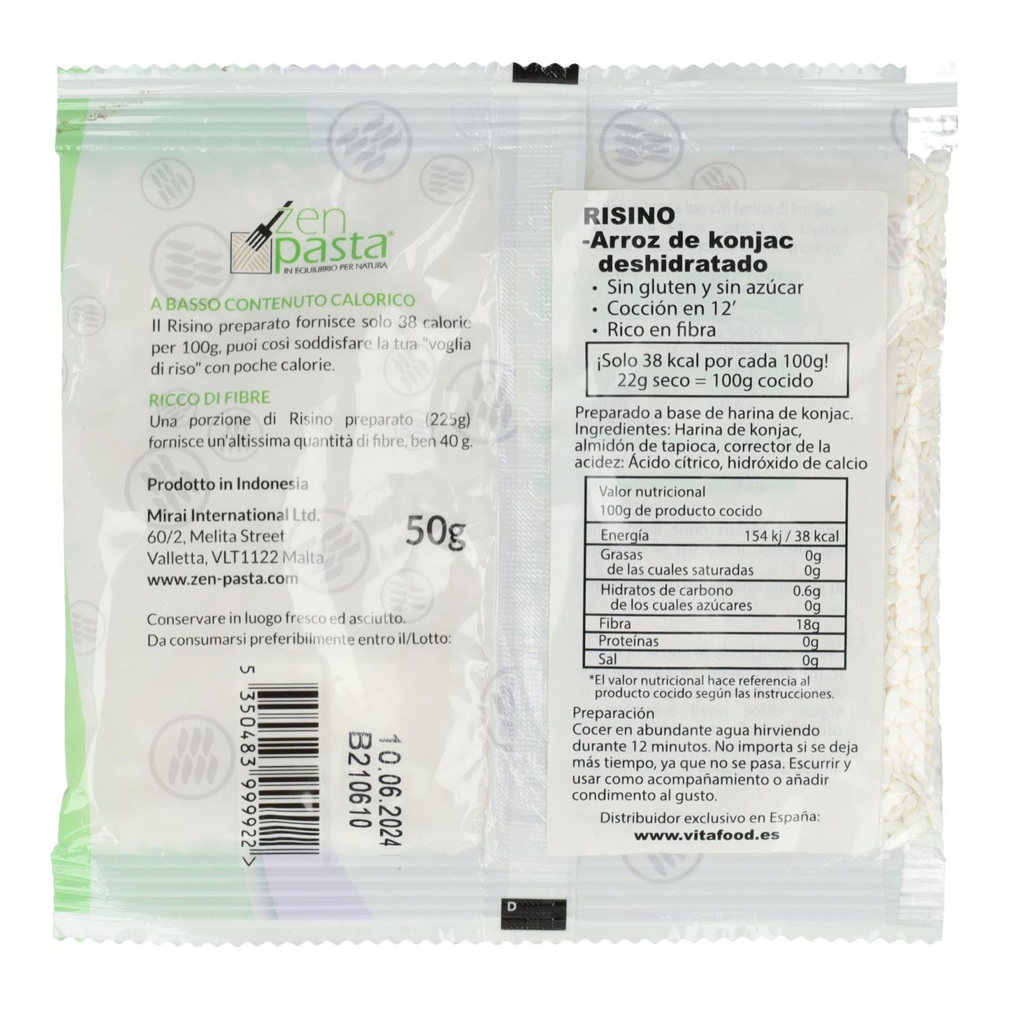 Torkad konjakris "Risino" Zen Pasta 200 g