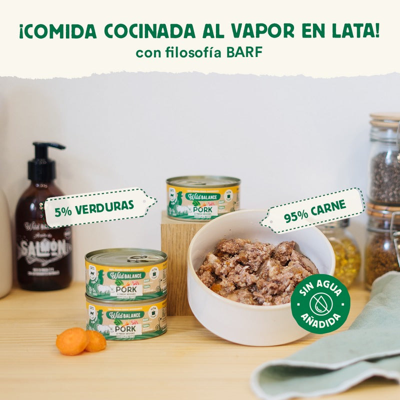 Pack porc et légumes BARF pour chats 6 x 120 g Wild Balance
