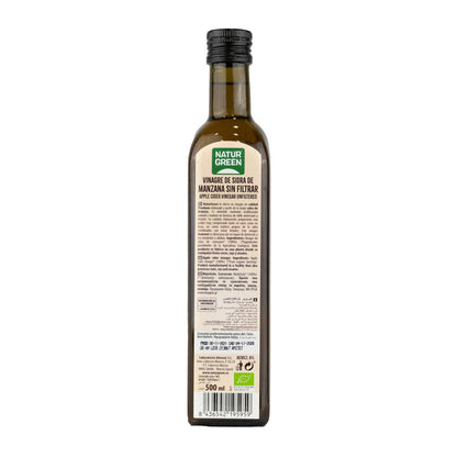 Pakket van 6x ongefilterde biologische appelazijn NaturGreen 500 ml