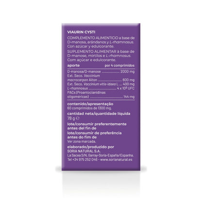 Viaurin Cysti Urinvägsvälbefinnande, Soria Natural, 60 tabletter