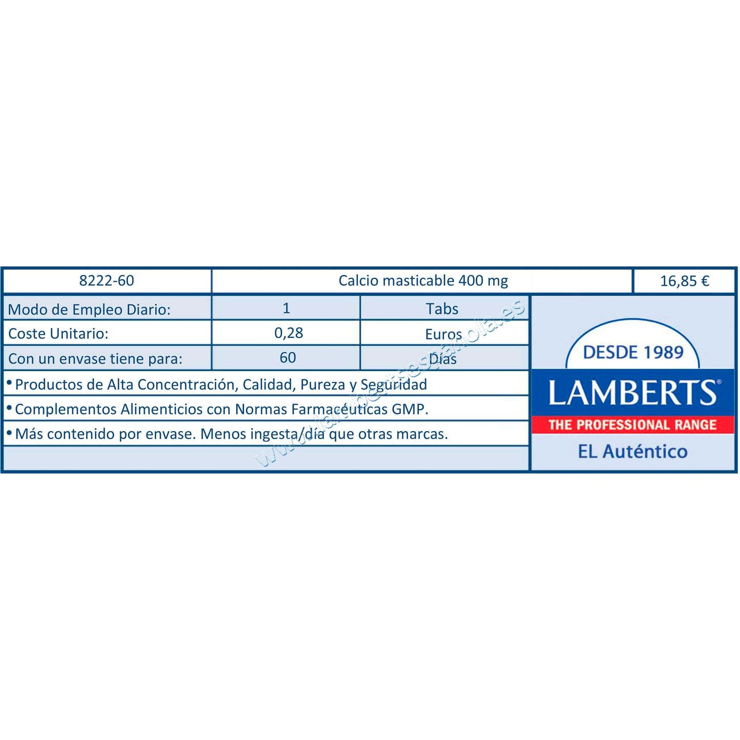 Wapń do żucia 400 mg 60 tabletek Lamberts