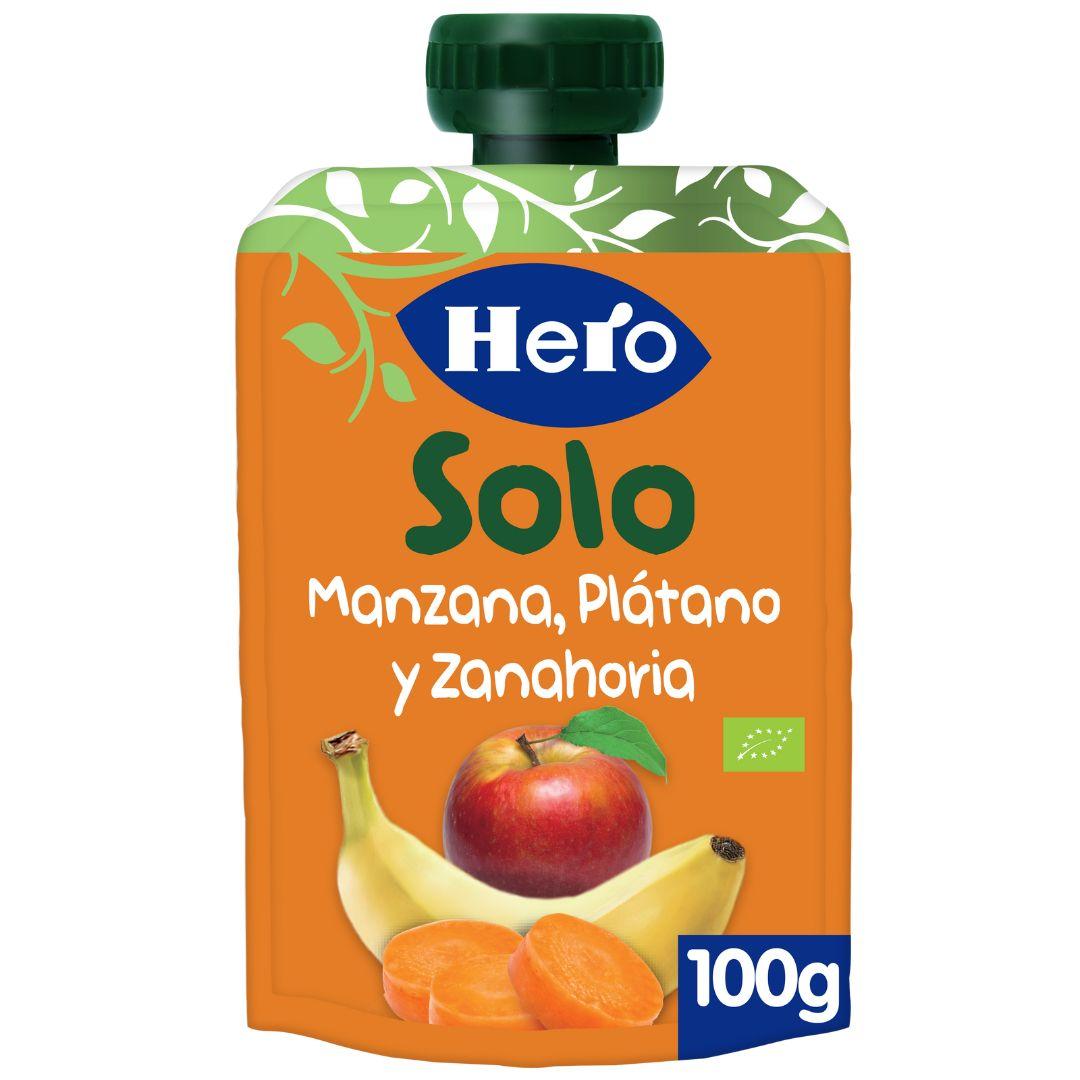 Beutel mit Apfel, Banane und Karotte, 100 % Bio, 100 g – Hero Solo