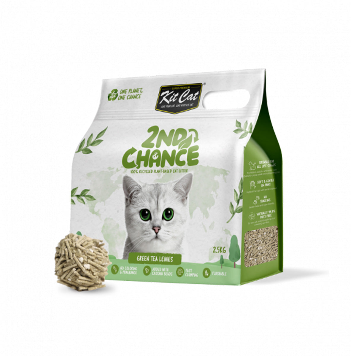 Zestaw Cat Arena Eco 2nd Chance - Green Tea 2,5 kg Liście zielonej herbaty, groszek i maniok