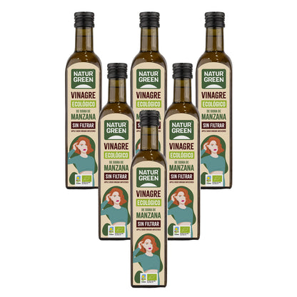 6-pack NaturGreen ofiltrerad ekologisk äppelcidervinäger 500 ml