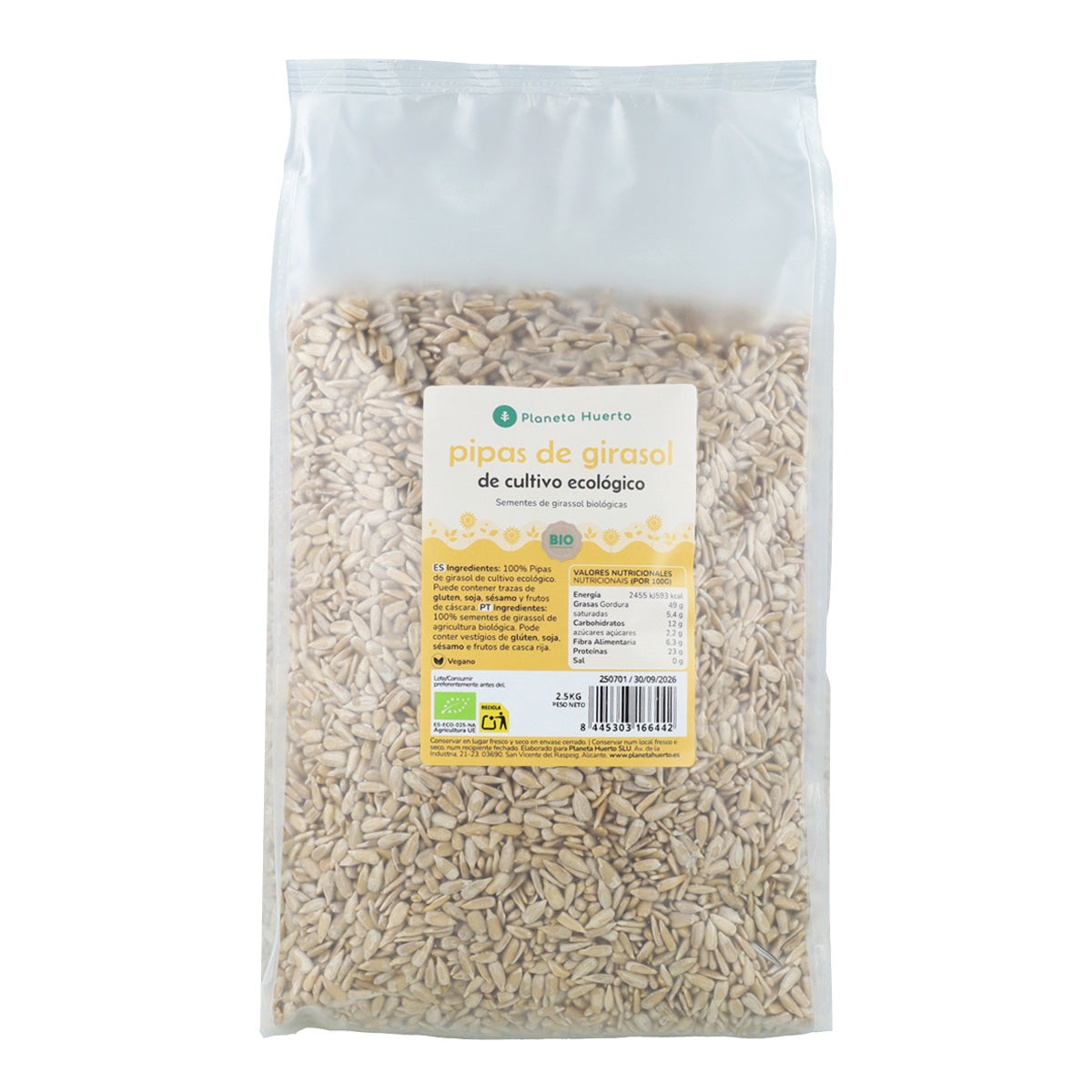 Gepelde zonnebloempitten ECO Planeta Huerto 2,5 kg