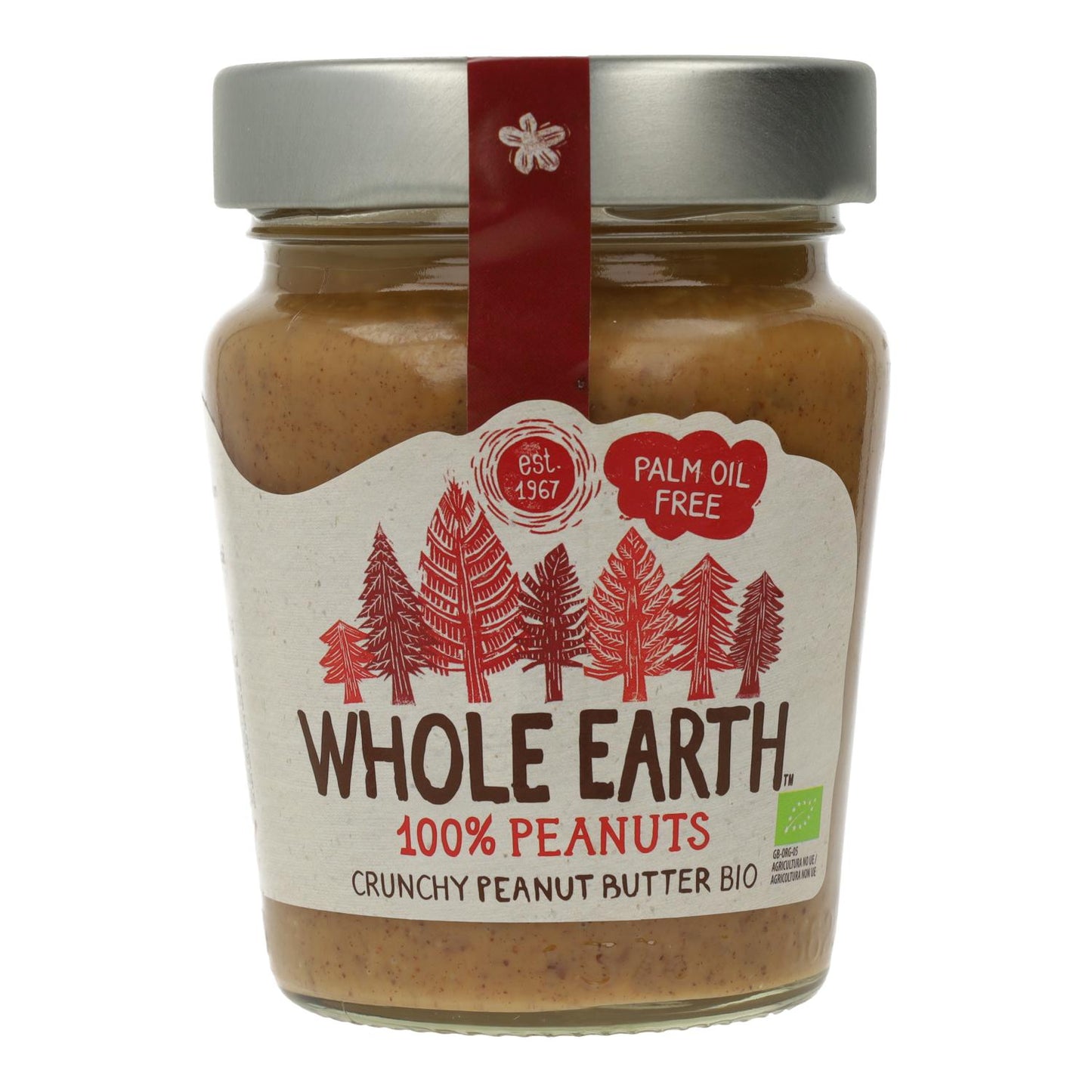 Biologische crunchy pindakaas, 227 g. Whole Earth