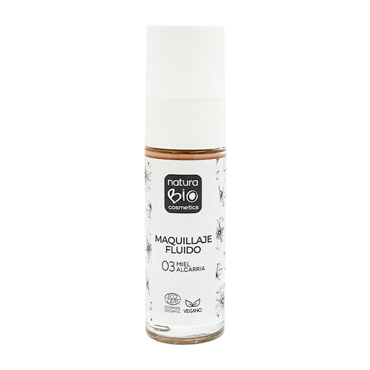 Fluid Makeup 03 Alcarria Honey, Flawless Finish, With Rosehip and Shea Butter, NaturaBio Cosmetics, 30ml