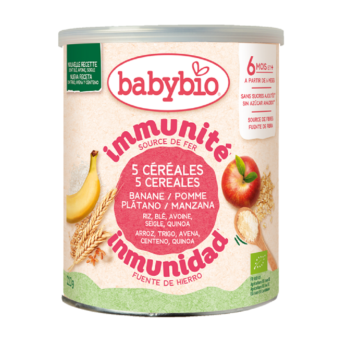 5-grain porridge with fruit for babies aged 6 months and up Babybio 220 g