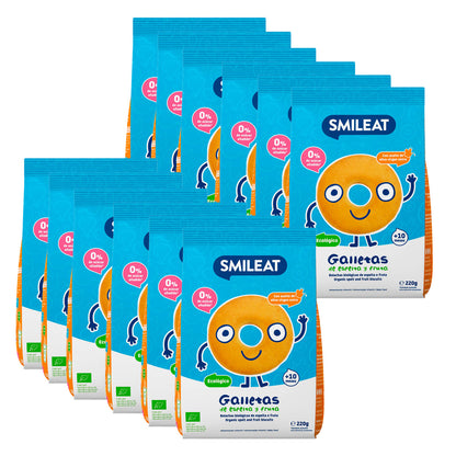 12-pack ekologiska speltkakor med äpple för barn Smileat, 220 g