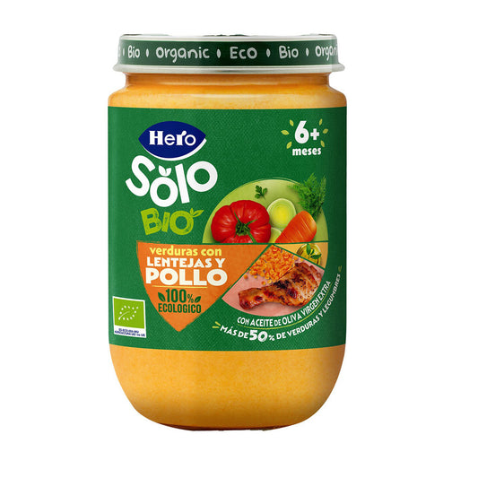 Jar of Vegetables with Lentils and Chicken, Hero Baby SOLO, 190 g