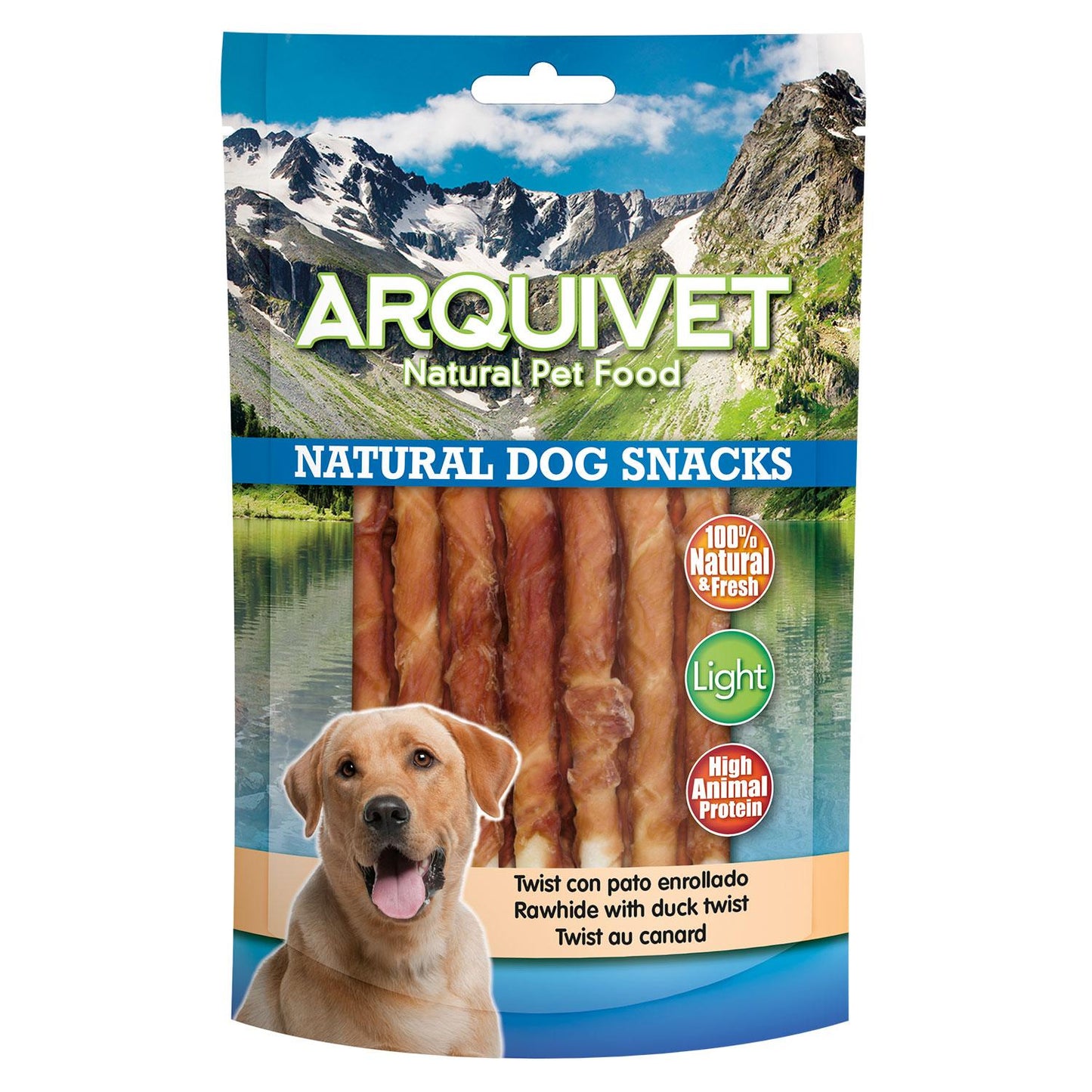 Naturligt hundgodis  Arquivet Twist med rullad anka 13 cm   100 g