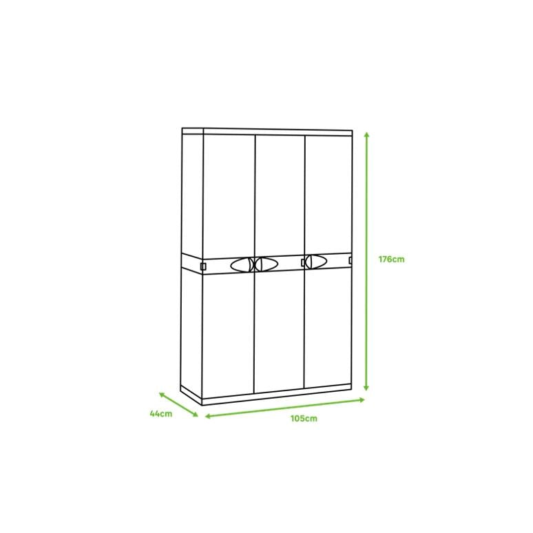 Kast met 3 deuren en bezemhouder 105 cm Titanium Plastiken Beige (gereviseerd)