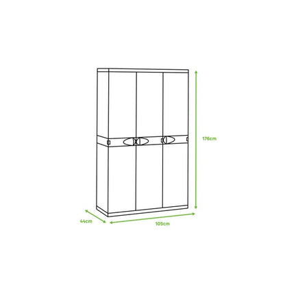Kast met 3 deuren en bezemhouder 105 cm Titanium Plastiken Beige (gereviseerd)