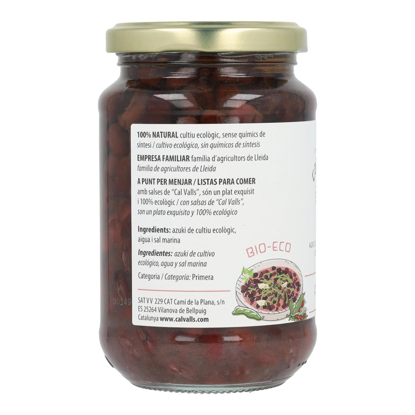 Azuki cocido en Conserva ECO Cal Valls, 290 g