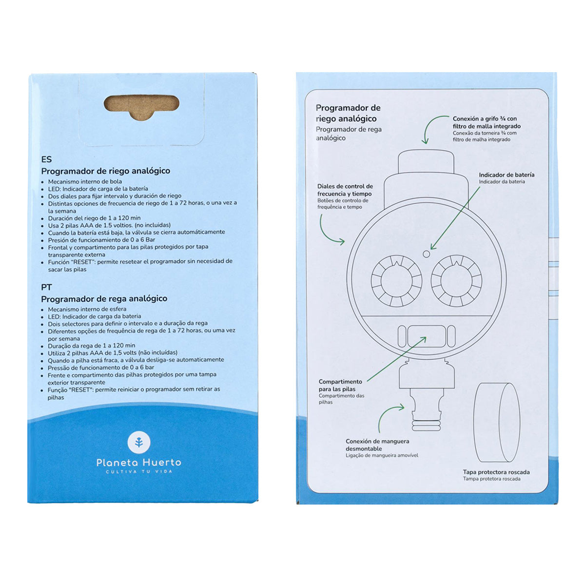 Watertight armoured irrigation programmer Planeta Huerto 0-6 bar