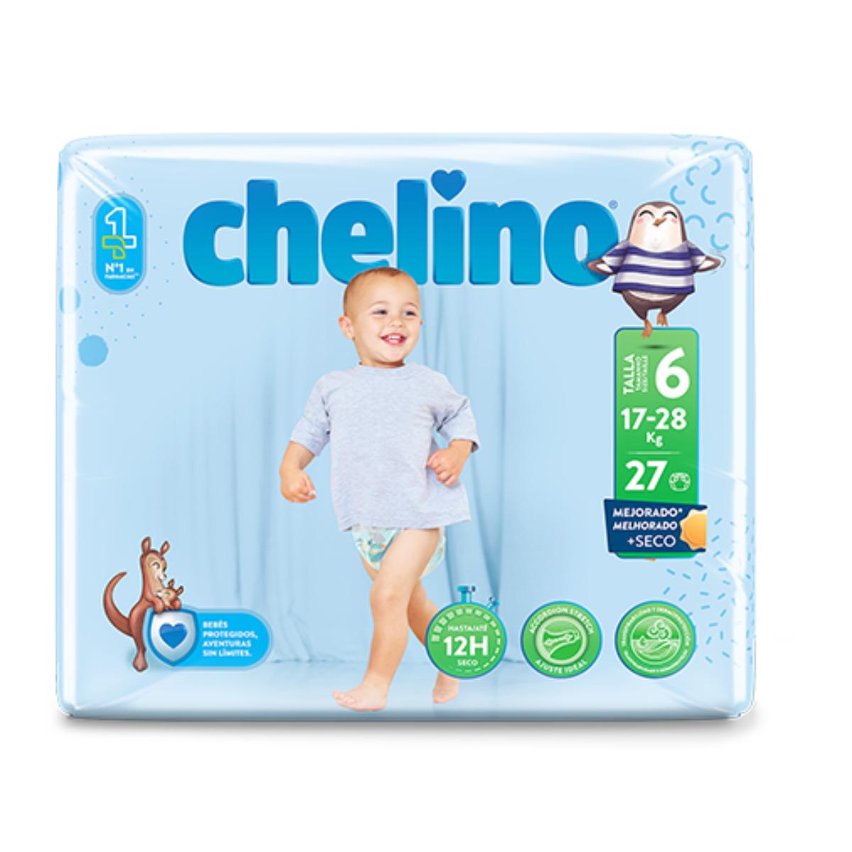 Pack 6x Couches T6 Junior (17-28 kg) 27 unités, Chelino