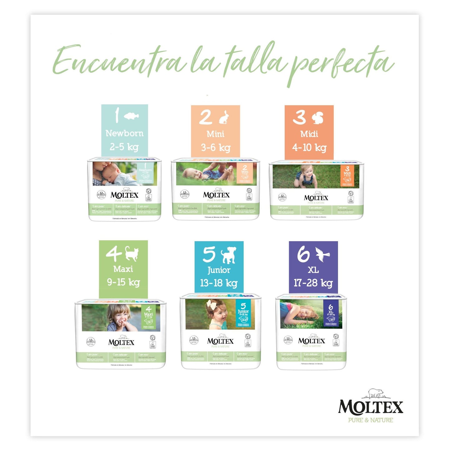 Pack économique Couches Moltex Pure & Nature   T3 (4-10 kg), 224 unités