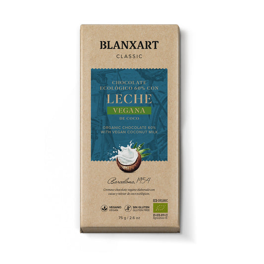Blanxart 65% Cocoa Chocolate with Coconut Milk, Eco Vegan, Gluten-free, 75 g