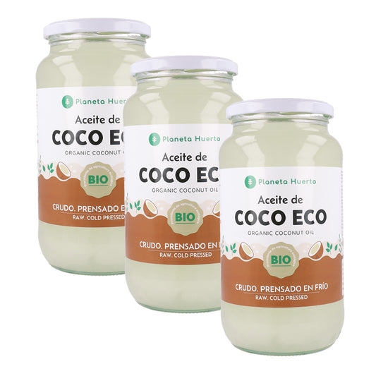 Pak 3x Virgin kokosolie ECO Planeta Huerto 1L