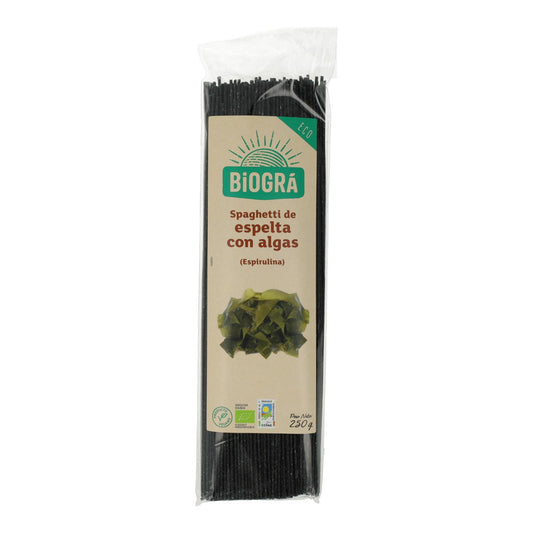 Spaghetti orkiszowe z algami (spirulina i fucus) Biográ, 250 g