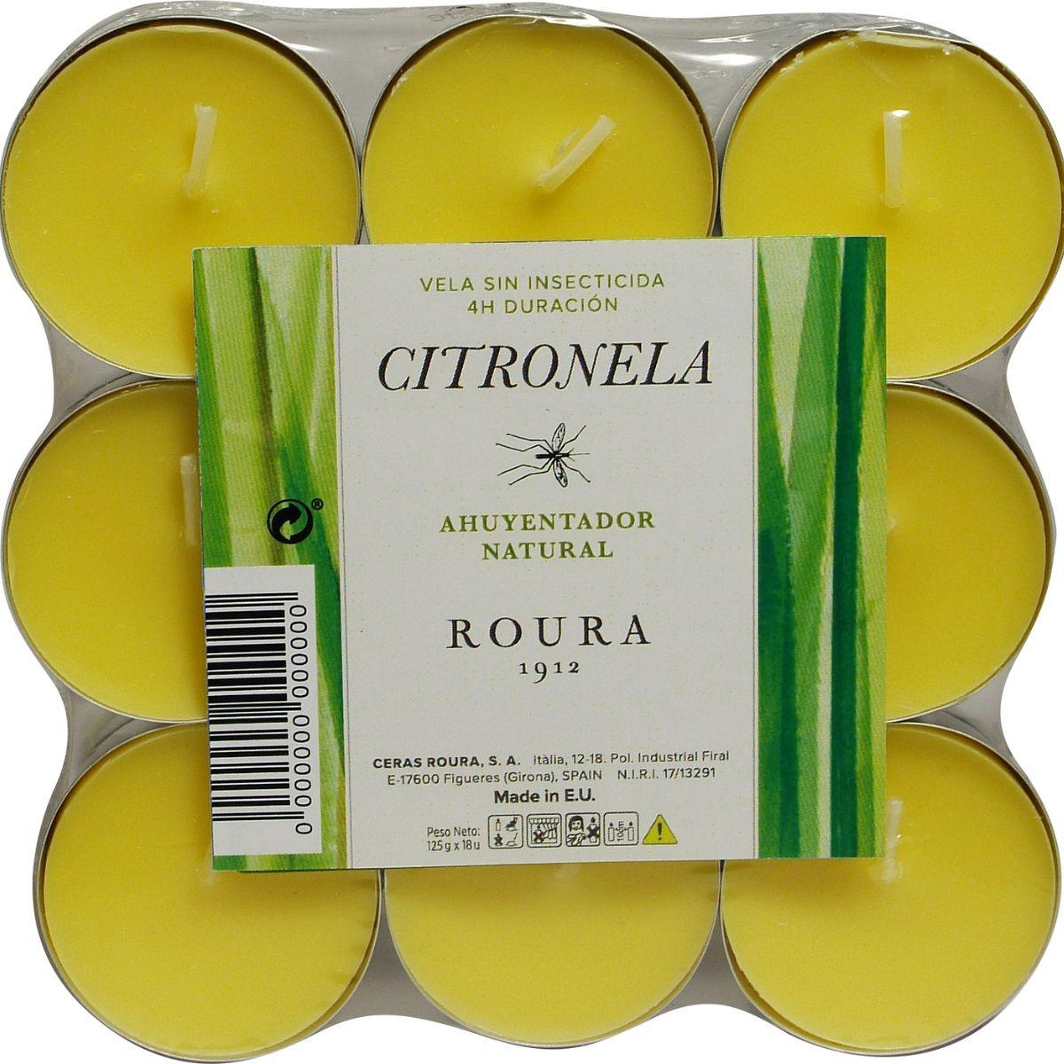 Zestaw 18 świeczek cytronelowych odstraszających komary Roura