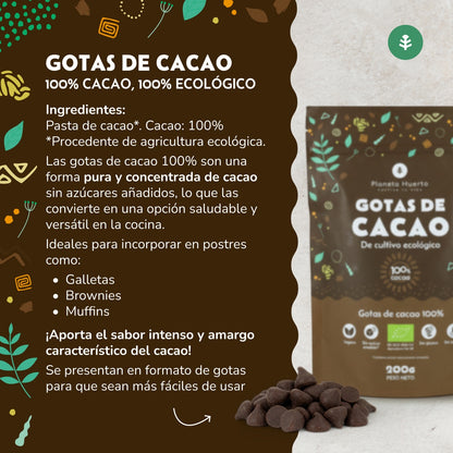 Chokladdroppar 100% kakao ECO Planeta Huerto 200 g