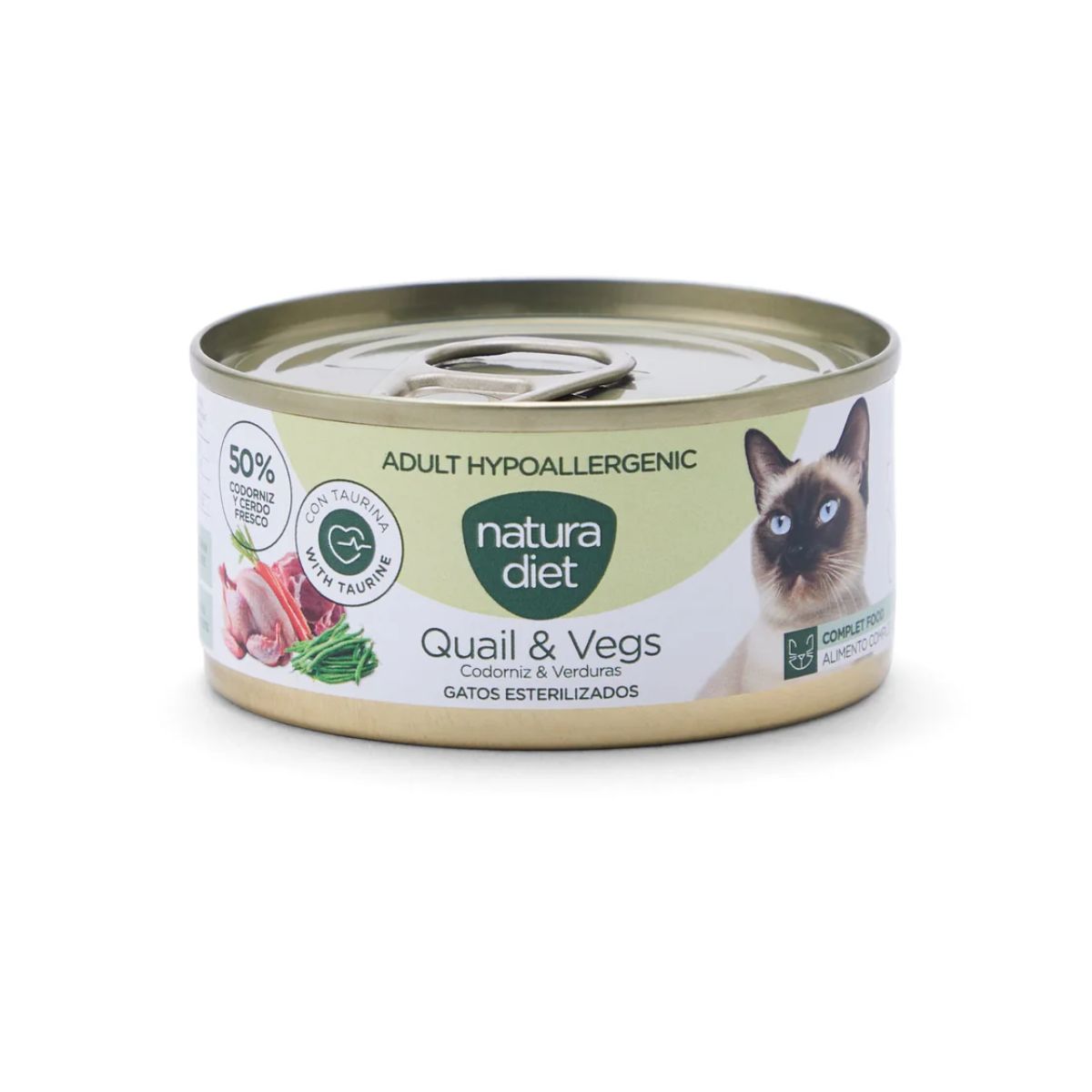 Natura Diet Cat Hypoallergenic Burk med vaktel och grönsaker 85 g Hypoallergenisk våtfoder för katter