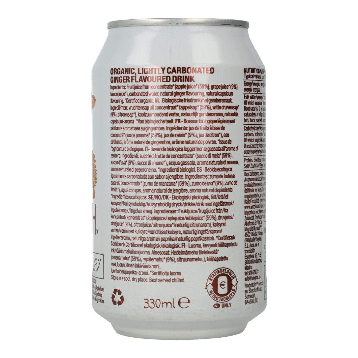 Biologische frisdrank Whole Earth gember 330 ml