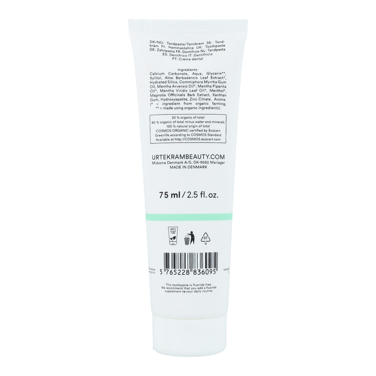 Dentifrice à la menthe fraîche Urtekram 75 ml