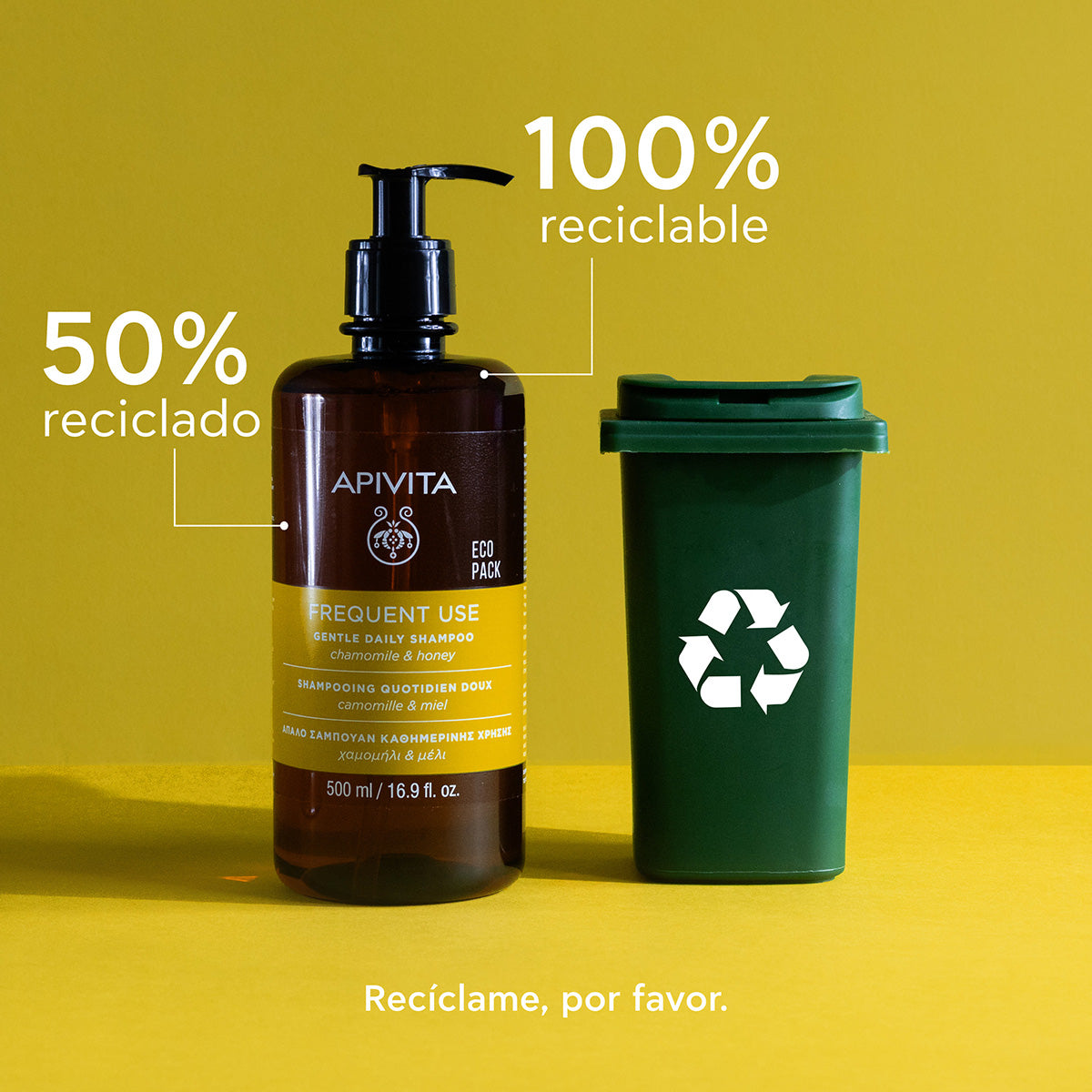 Shampoo delicato per uso quotidiano - ECOPACK APIVITA, 500 ml