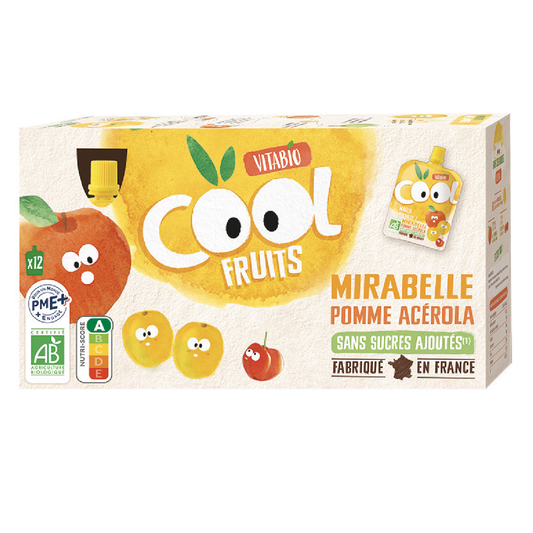 12er-Pack Cool Fruits Apfel Pfirsich Aprikose 90 g VITABIO