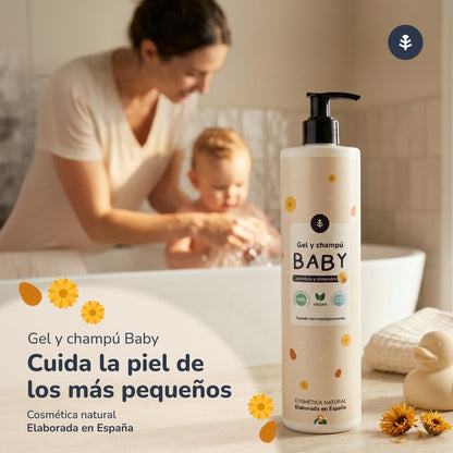 Shampooing et gel pour bébé au calendula et à l'amande Planeta Huerto 500 ml