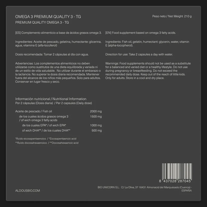 Kapsułki Omega 3 Premium 1000 mg EPA i 500 mg DHA Aldous Bio 150 kapsułek