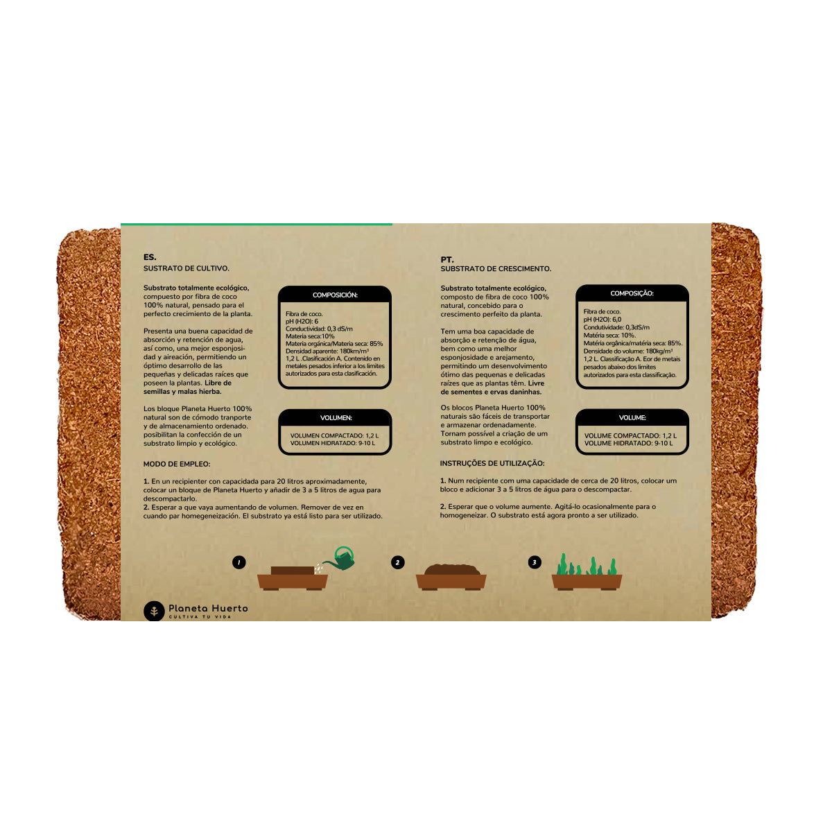 Substrat Fibre de Coco Planeta Huerto 9 Litres