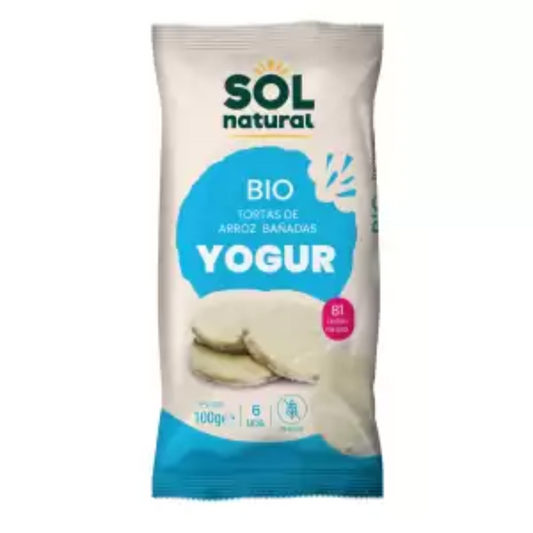 Gluten-free organic rice cakes coated with yoghurt Sol Natural 100 g