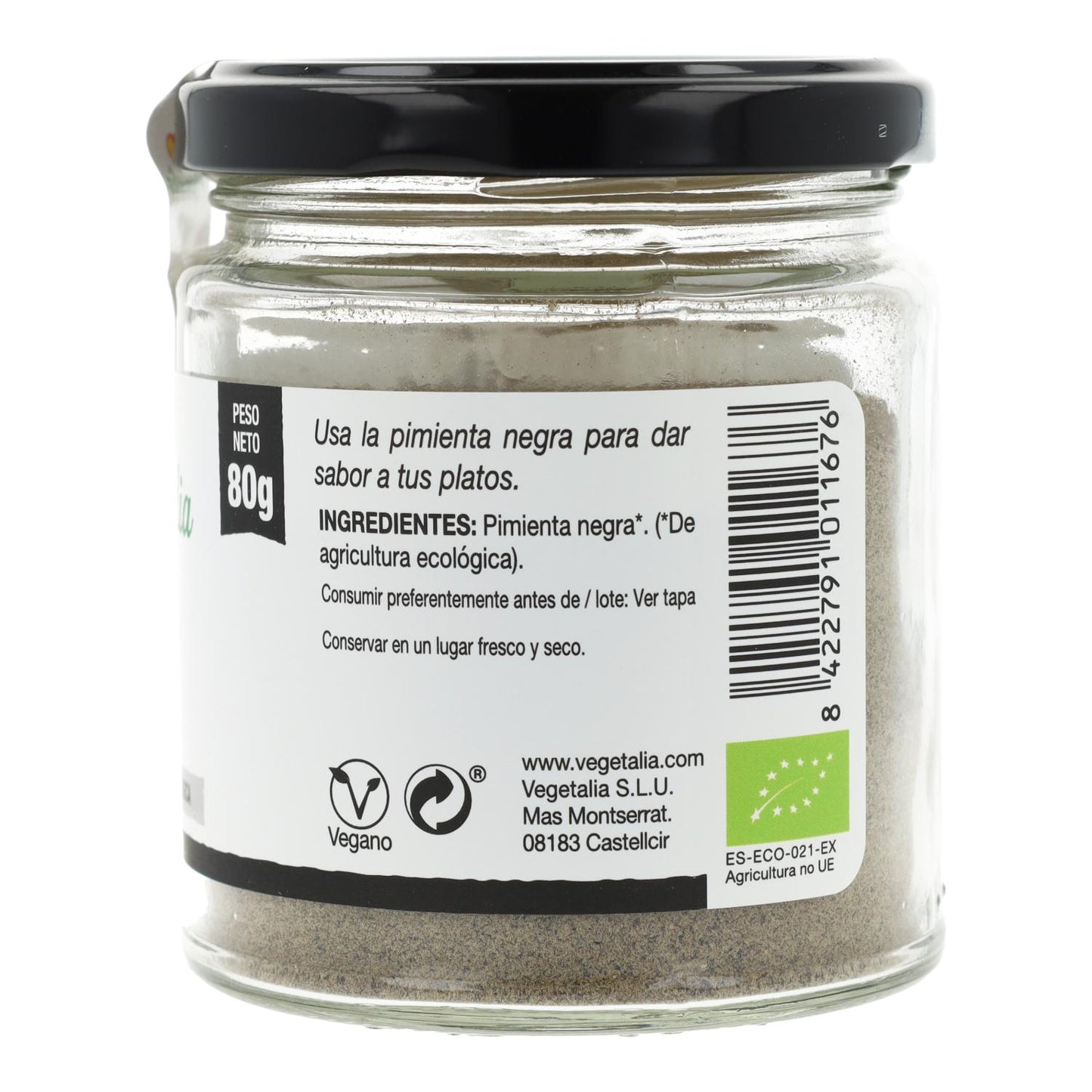 Poivre noir en poudre Bio Vegetalia 80 g